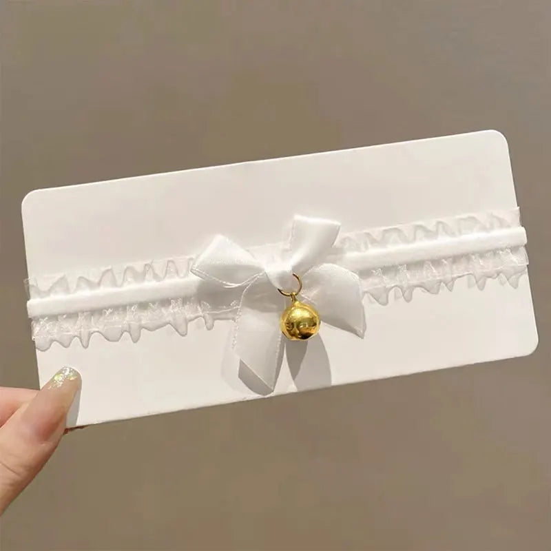 Plush Rabbit Sexy Cat Ears Headband for Women Girls Lace Bow Necklace Plush Bell Hairband Cosplay Masquerade-Party Costume Hair