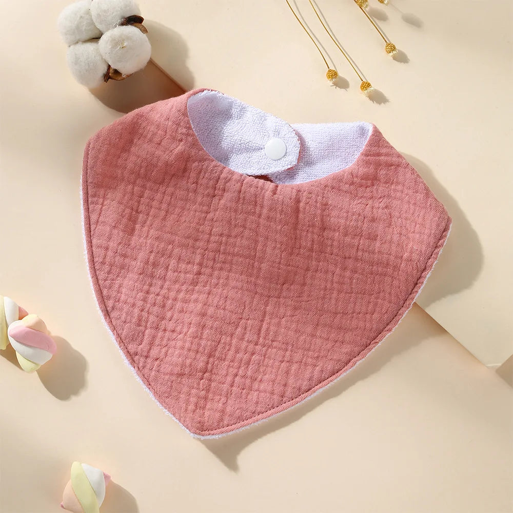 New Cotton Baby Bib Soft Waterproof Triangle Saliva Towel Adjustable Button Print Infant Boy Girl Feeding Burp Cloth Cute Bibs