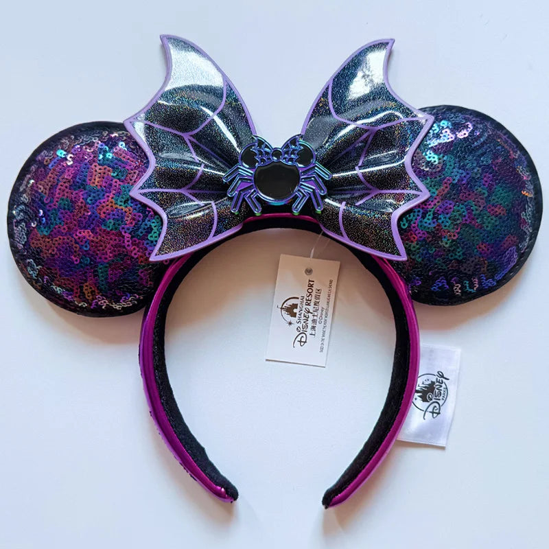 Disney Princess Headband Mickey Ear Rapunzel Sequin Bow Hair Hoop Birthday Gift Girl Accessories Halloween Gift Christmas Jack