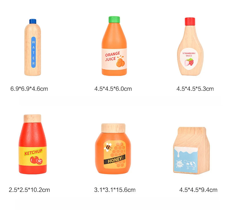 Wooden Pretend Play Drink Set Montessori Kids Educational Toy