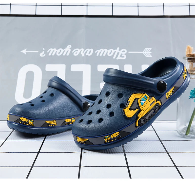 Kids Clogs Garden Shoes Boys Girls Unicorn Dinosaur Beach Flat Sandals Slippers Children Sandals Anti Skid Slipper Summer Hole