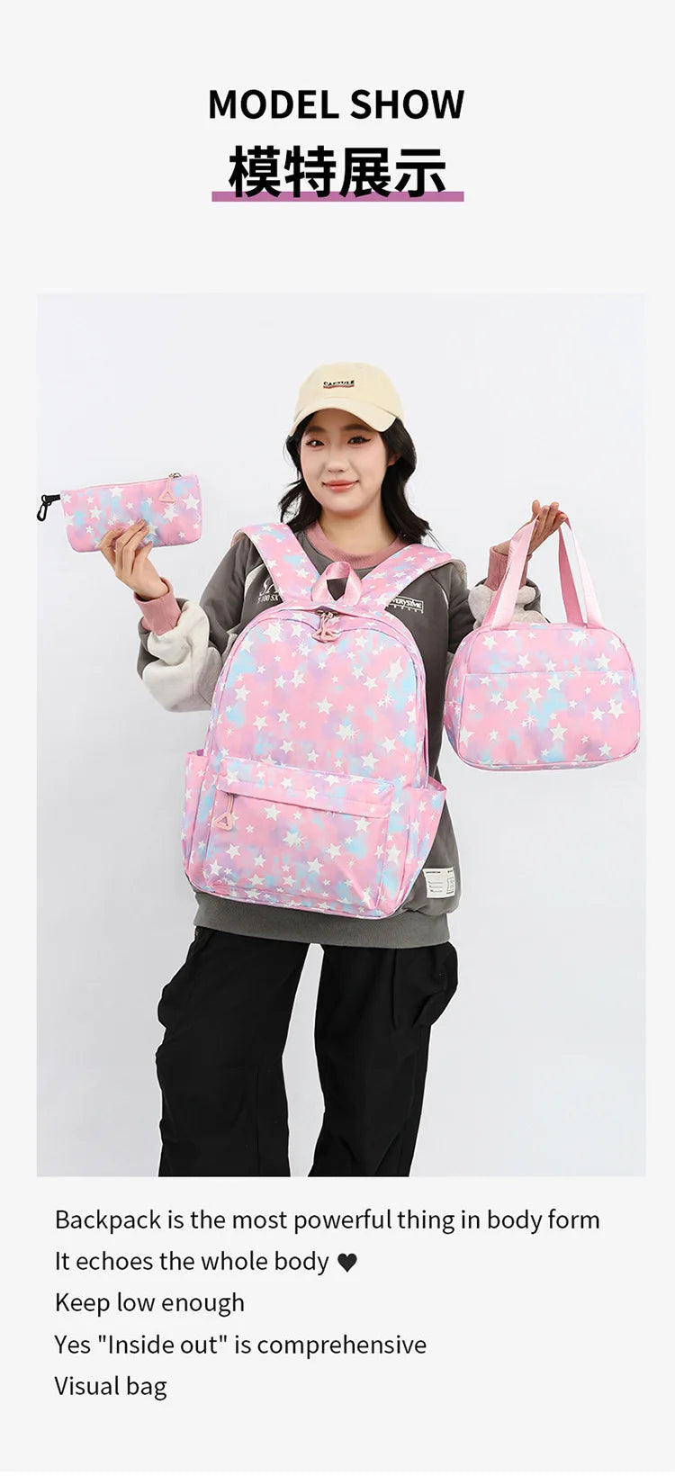 3Pcs/Set KPop Demon Hunter School Bags Girls Teens Rumi Mira Zoey Youth School Backpack Travel School Students Laptop Backpack