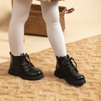 Autumn and Winter Children's Shoes Waterproof PU Leather Children's Boots Fashion Toddler Lace-up Zip High Boots Boys Girls