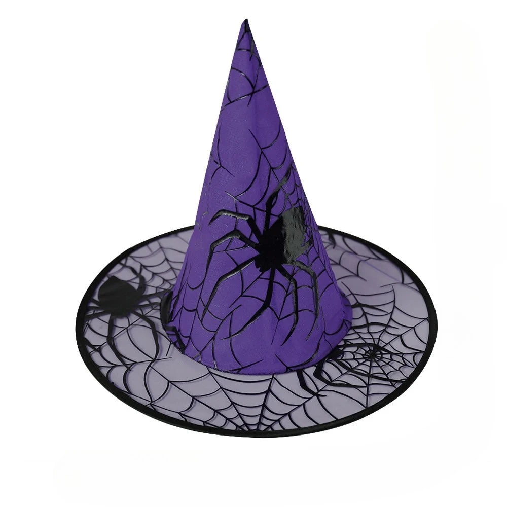 Witch Hat Halloween Decoration Supplies Witch Hat Children Adult Prom Party Dress Up Mesh Wizard Magics Hat for Party