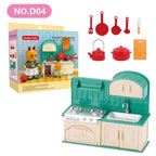 Forest Animal 1/12 Dollhouse Furniture Bedroom Kitchen Bathroom Set Miniature Simulation Dolls Accessories DIY Toys Girls