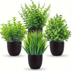 4pcs Mini Artificial Potted Plants Fake Bonsai Greenery for Home Office Farmhouse Bathroom Shelf Decor Indoor