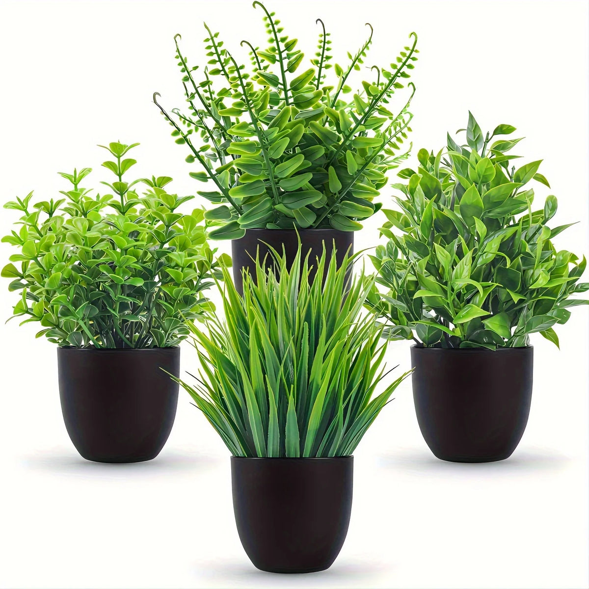 4pcs Mini Artificial Potted Plants Fake Bonsai Greenery for Home Office Farmhouse Bathroom Shelf Decor Indoor