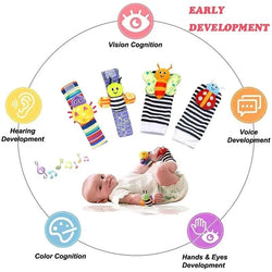 Baby Rattle Socks & Wrist Strap Set – Soft Animal Toys for 0–12 Months
