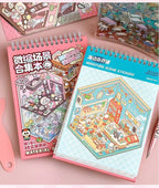 20Pcs Scenes Cartoon Landscape Sticker Book Forest Village DIY 3D Sticker Cabin Scene Pocket Birthday Gift for Kid Child Student