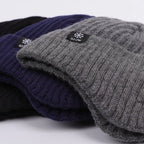 Outdoor Men Winter Knitted Hat Plush Warmth Peaked Cap Earmuff Casual Fashion Faux Fur Lined Hooded Hats Cycling Ear Protection
