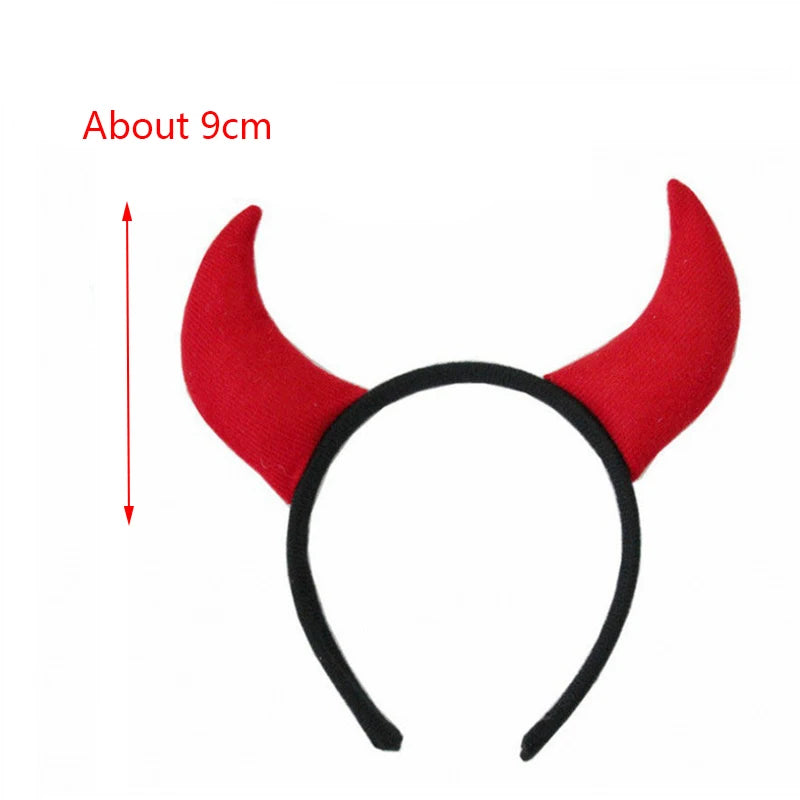 Red Devil Horns Headband Horror Animal Headpiece Cosplay Demon Halloween Party Costume Accessories Magic Wand Xmas Gifts