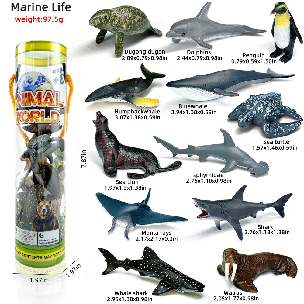 Miniature Lion Shark Horse Dinosaur Animals Model Set Action Figures Figurine Zoo Cute Education Kids Puzzle Toy Birthday Gift