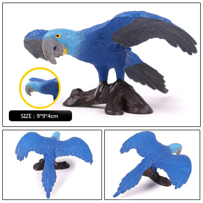 Oenux Bird Forest Animal Parrot Macaw Cockatiel Cockatoo Agapornis Puffin Model Solid PVC Garden Decoration Education Kids Toy