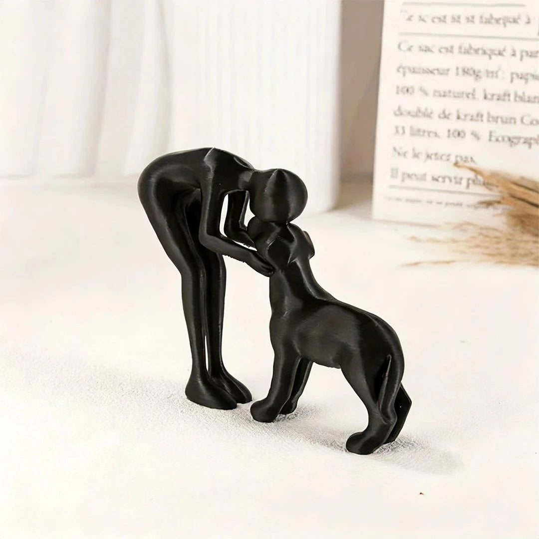 Abstract art companionship! Interactive human and pet figurines for home and office decor.