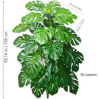 40-130cm（51.18in） Artificial Monstera Plant Fake Palm Tree Plastic Turtle Leaf Green Plant for Home Garden Room Office Decor