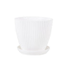 Flower Pot Round Planters Succulents Plant Pot with Tray Office Desktop Balcony Home Garden Decoration Outdoor Potted 5 Sizes