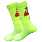 New UAE Cycling Socks rTeam Bike Nurse Compression Road Bike Running Mtb Knee-high White Sports Running Football Socks