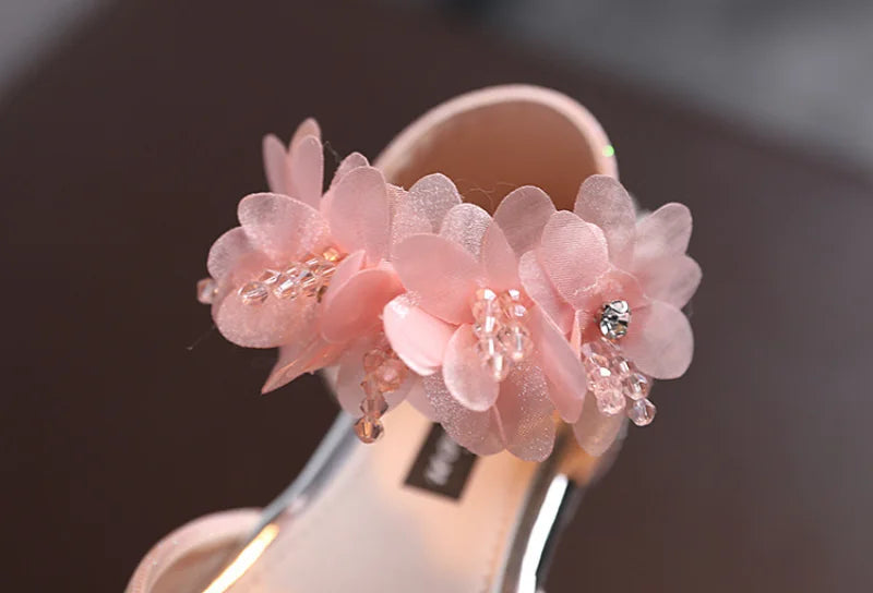 Girls Rhinestone Flower Shoes Princess Dress Pumps for Kids