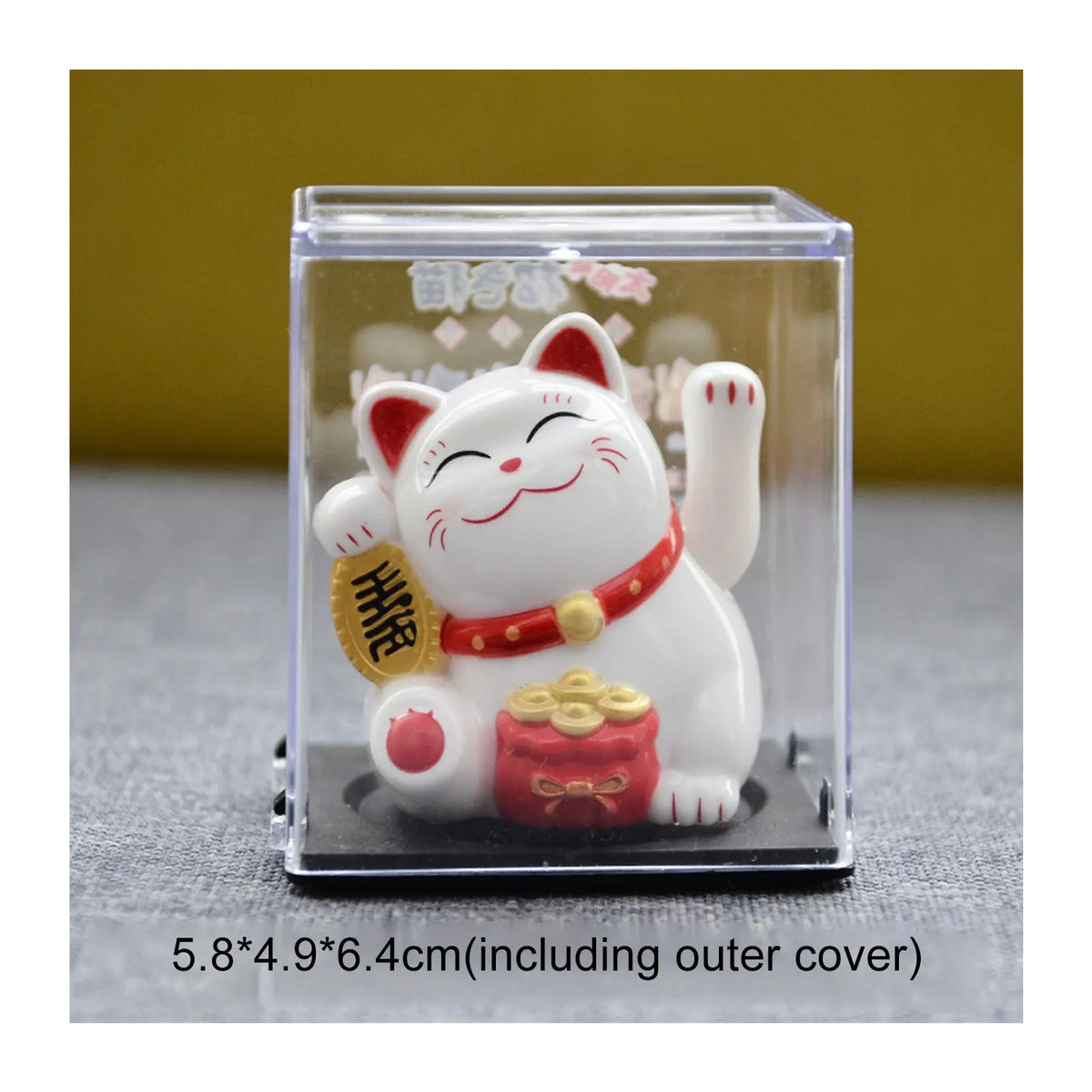 Solar Powered Maneki Neko Lucky Cat Welcoming Chinese Lucky Cat Waving Hand Beckoning Fortune Cat Figurines For Home Decor