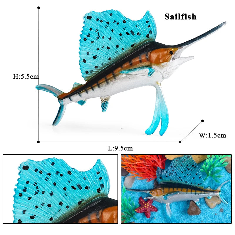 Oenux Sea Life Animals Coral Octopus Nautiloidea Crab Starfish Ocean Model Action Figures Educational Collection Toy Kid Gift