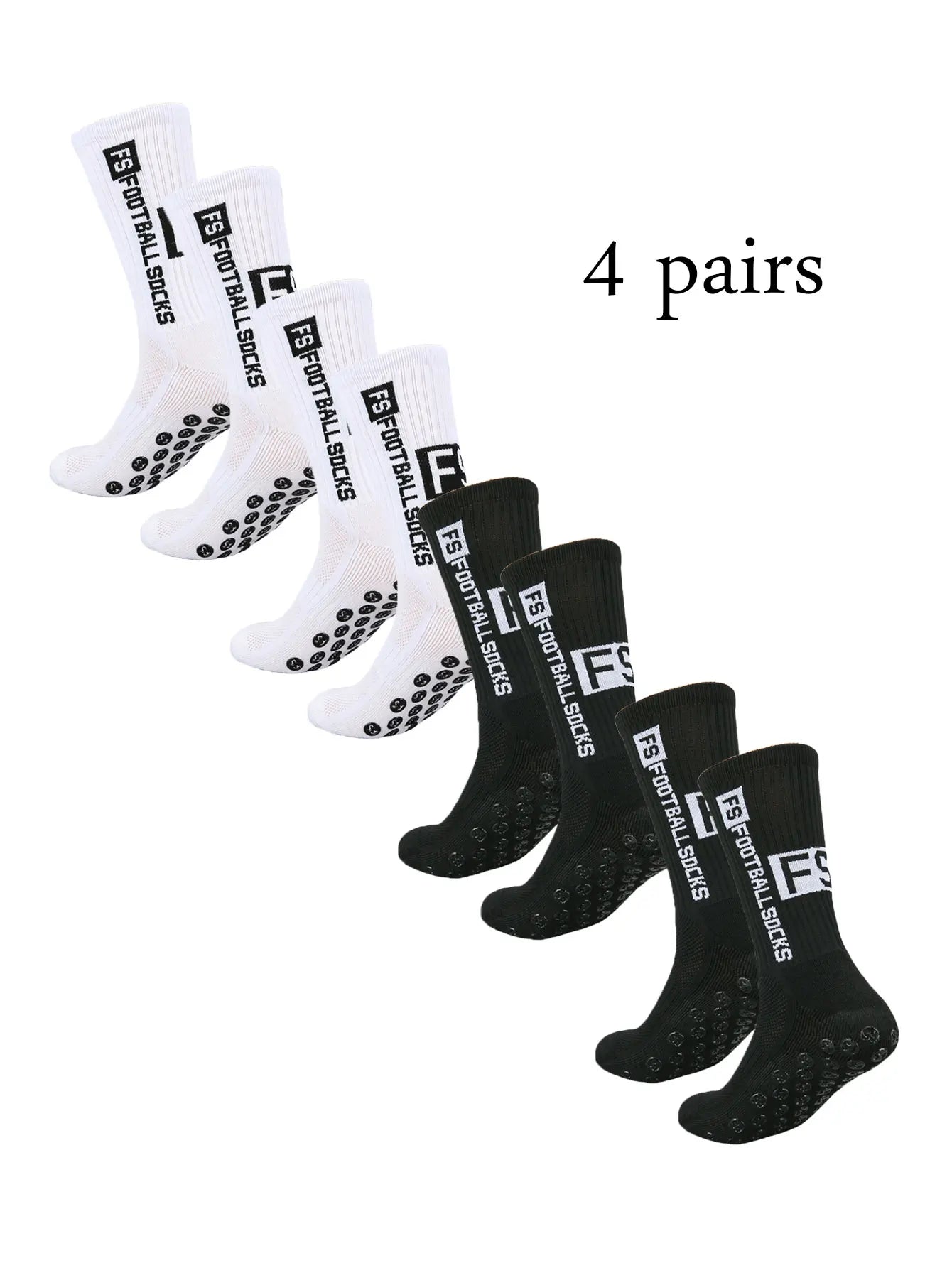 4 Pairs Men's Athletic SocK Soccer Socks Sports Grip Sock Anti-slip Basketball Socks Spot Rubber Non-Slip Soft Cotton Soccer Sox