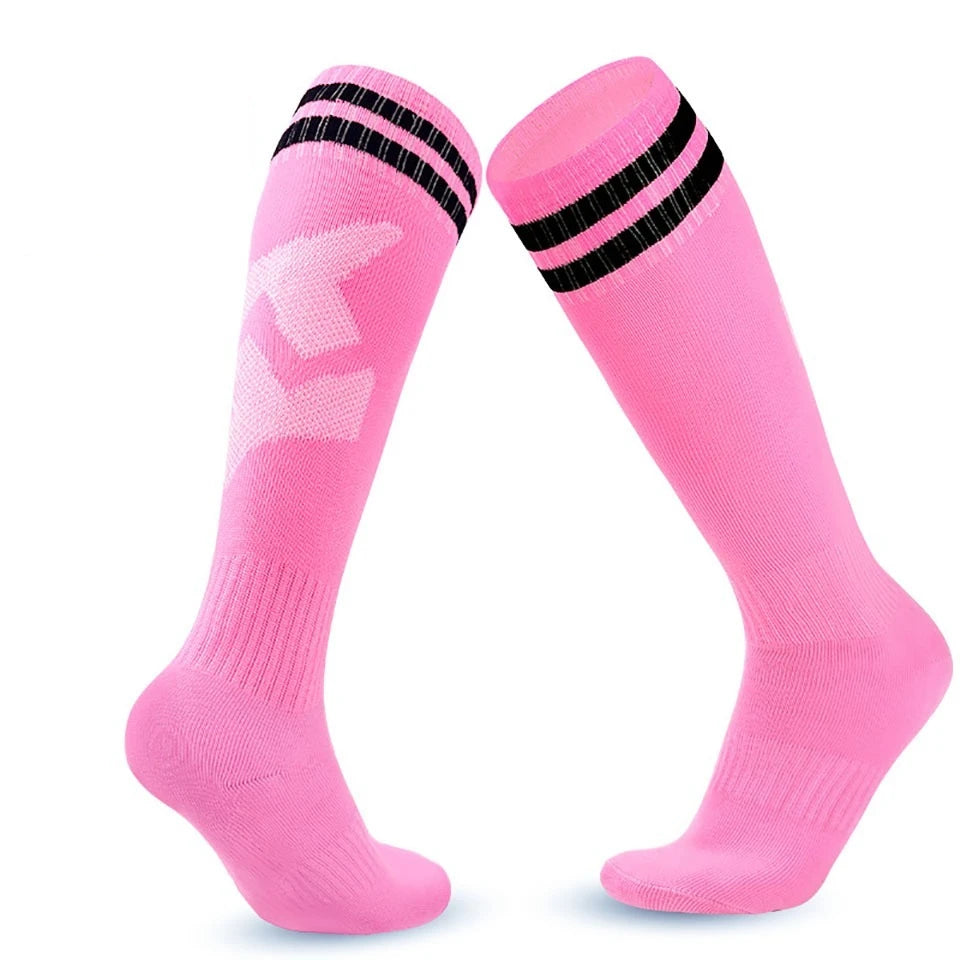 Loogdeel Soccer Socks Stretchy Compression Knee High Tube Socks Men Women Teens Kid Breathable Football Athletic Sports Socks