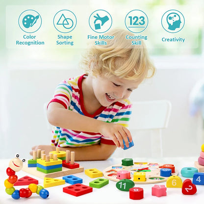Montessori Wooden Toys Set for Babies Educational Learning Puzzle Toy