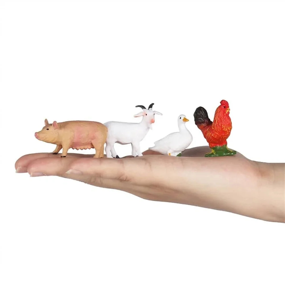 12PCS Farm Animal Toy Set – Mini Poultry & Livestock Figures for Kids