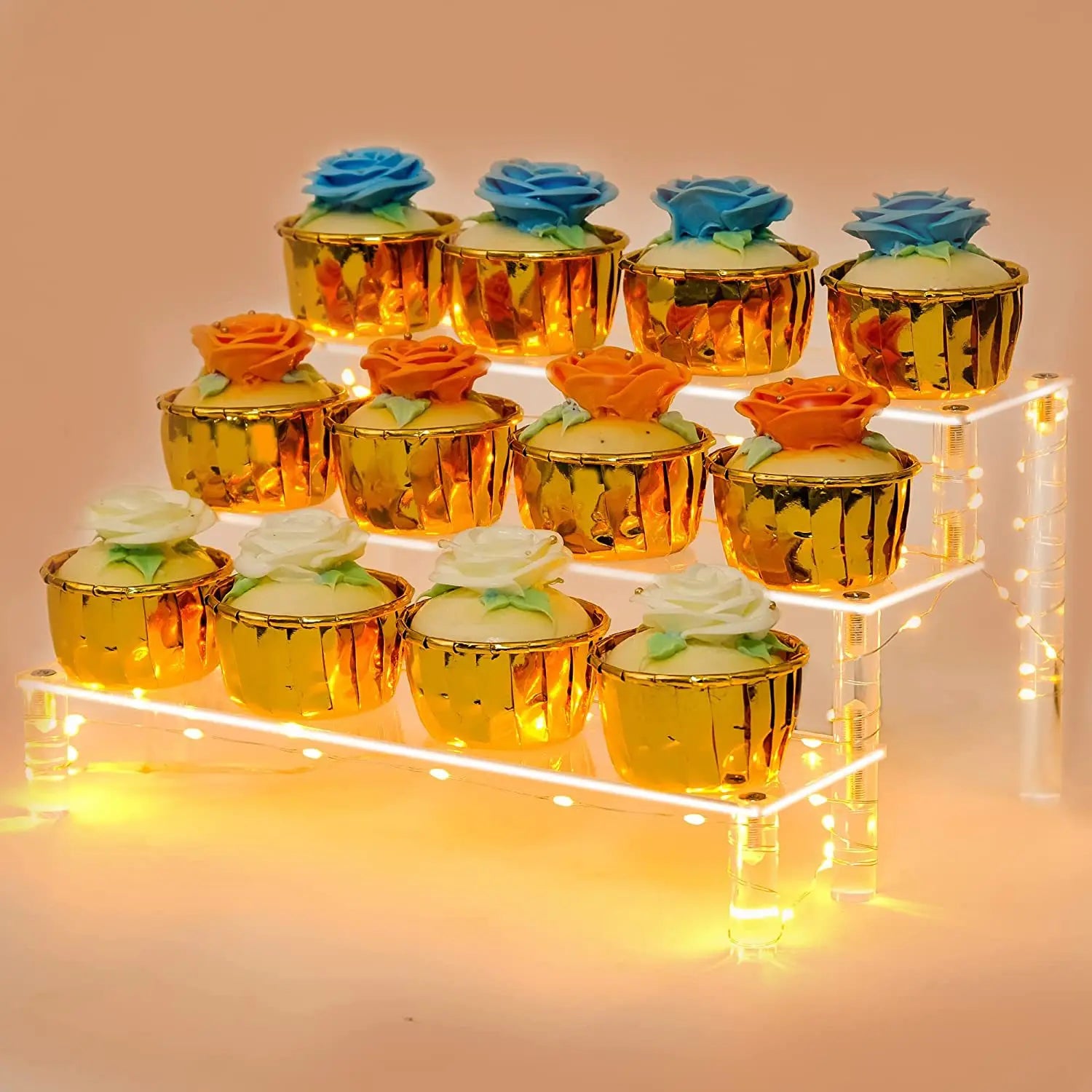 1pcs Multi-Layer Acrylic Display Stand Cake Display Rack High Transparent Trapezoidal Storage Shelf Perfect for Dessert Cupcake