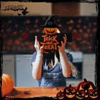 2D Trick-or-Treat Wooden Sign Monster Face Pumpkin Design Rope Hanger Porch Wall 2026 New Year Party Christmas Decor