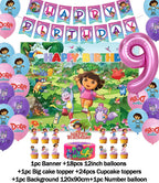 Cartoon-Dora-The-Explorer Theme Kids Birthday Party Digital Balloon Banner Background Cake Topper Decoration Supplies Baby Gifts