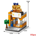 Mini ABS Self-Locking Bricks Street View Blocks Panda Coffee Ice Cream Flower Shop DIY Toy for Kids Girls Birthday Gift