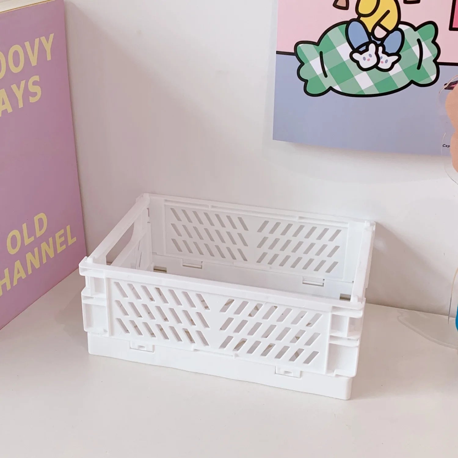 Mr.paper 6 Styles Plastic Stackable Foldable Stationary Holder Simple Cute Student Office Desktop Storage Stationery Organizer