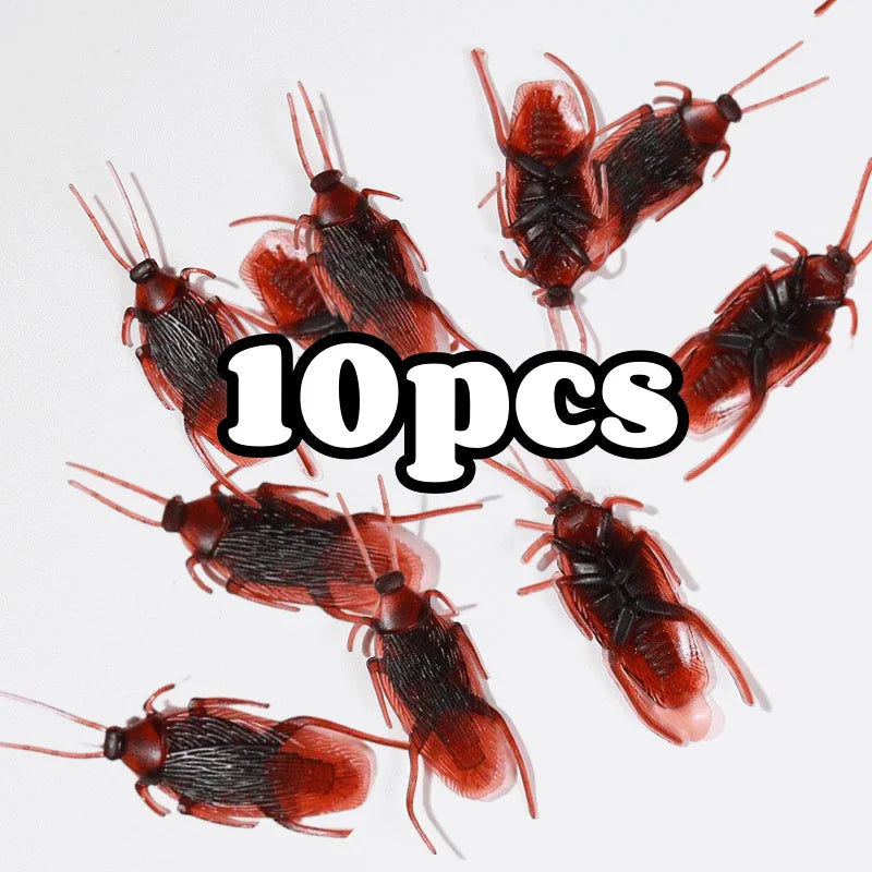 50pcs Realistic Bugs Funny Toy Fake Cockroach Novelty Insects Halloween Prank Simulation Tricky Disgusting Scary Party Supplies
