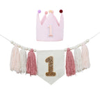 Boho 1st Birthday High Chair Banner Pink Party Decoration For Girl Baby Shower Wall Hangings Decorative For Kids Bedroom