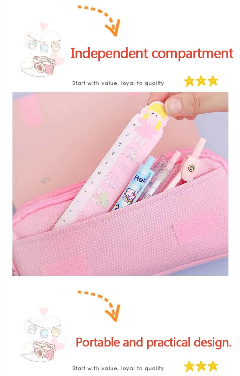 Cute Decompression Pencil Case Large Capacity Storage Bag Back to School Supplies Kawaii Korean Stationery Pen Cases