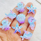 20Pcs Cute Resin Cartoon Shell, Starfish, small fish, seahorse, for Scrapbooking, Wedding Decor & DIY Jewelry Making Accessories