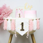Boho 1st Birthday High Chair Banner Pink Party Decoration For Girl Baby Shower Wall Hangings Decorative For Kids Bedroom