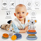 Baby Montessori Sensory Intellectual Development Set, Developing Fine Motor Skills,  Koala Stacking Tower Learning Toys