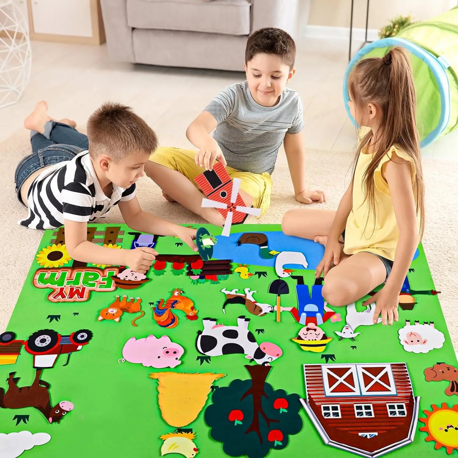 Farm Animals Felt Story Busy Board 4-in-1 Learning Activity Set