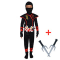 Boys Ninja Deluxe Costume for Kids with Weapon Accessories Kids Kung Fu Outfit Halloween Ideas Gifts with Bayonet Toys