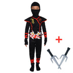Boys Ninja Deluxe Costume for Kids with Weapon Accessories Kids Kung Fu Outfit Halloween Ideas Gifts with Bayonet Toys