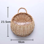 Hand Made Wicker Rattan Flower Planter Wall Hanging Wicker Rattam Basket Garden Vine Pot Plants Holder Garden Pots Wall Planter