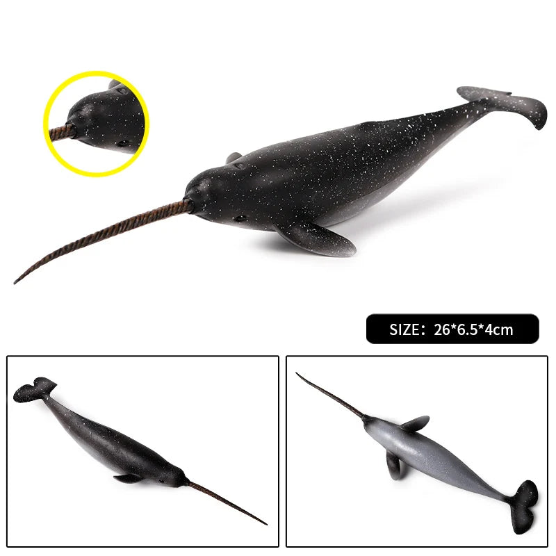 Oenux Ocean Animal Savage Megalodon Beluga Big Shark Orca Sperm Blue Whale Action Figures Sea Life Model Educational Kids Toy