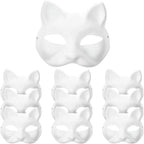 1-20pcs Japanese Mask Paper Blank Mask Halloween Cosplay Cat DIY Paintable Half Face Mask Animal Costume Party Decor Craft Prop