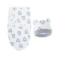 Baby Blanket Hat Set Cartoon Printed Cotton Newborn Swaddle Adjustable Infant Blankets Wraps Applicable All Seasons 0-6 Months