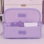 Large Capacity Pencil Case Organizer - Multi-Compartment Desktop Storage for School & Office Supplies ( Pink/Purple/Black)