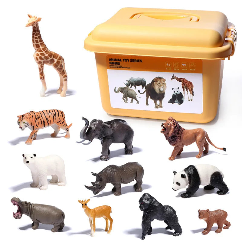 Realistic Animal Figure Toy Early Education Set - Baby Plant Recognition Kit Lion Tiger Elephant Panda Giraffe Animal Figure Toy