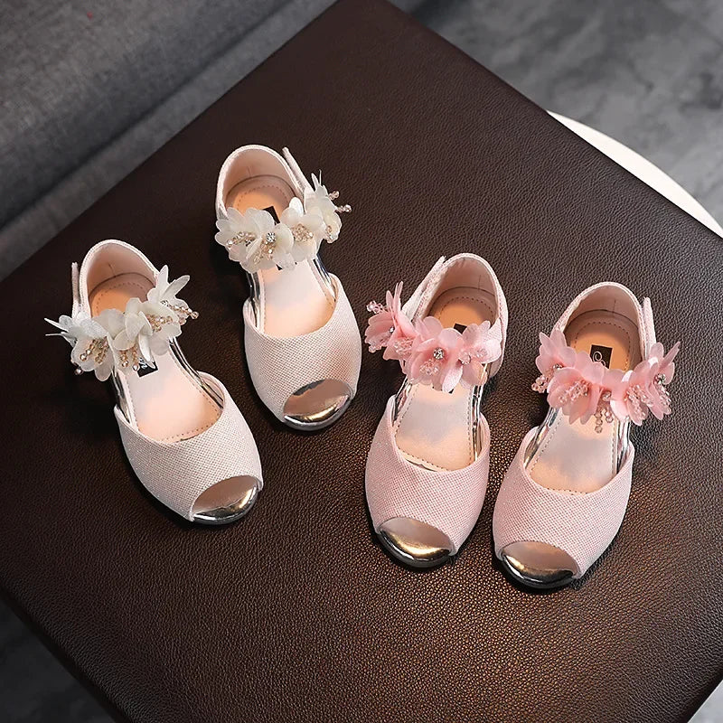 Girls Rhinestone Flower Shoes Princess Dress Pumps for Kids