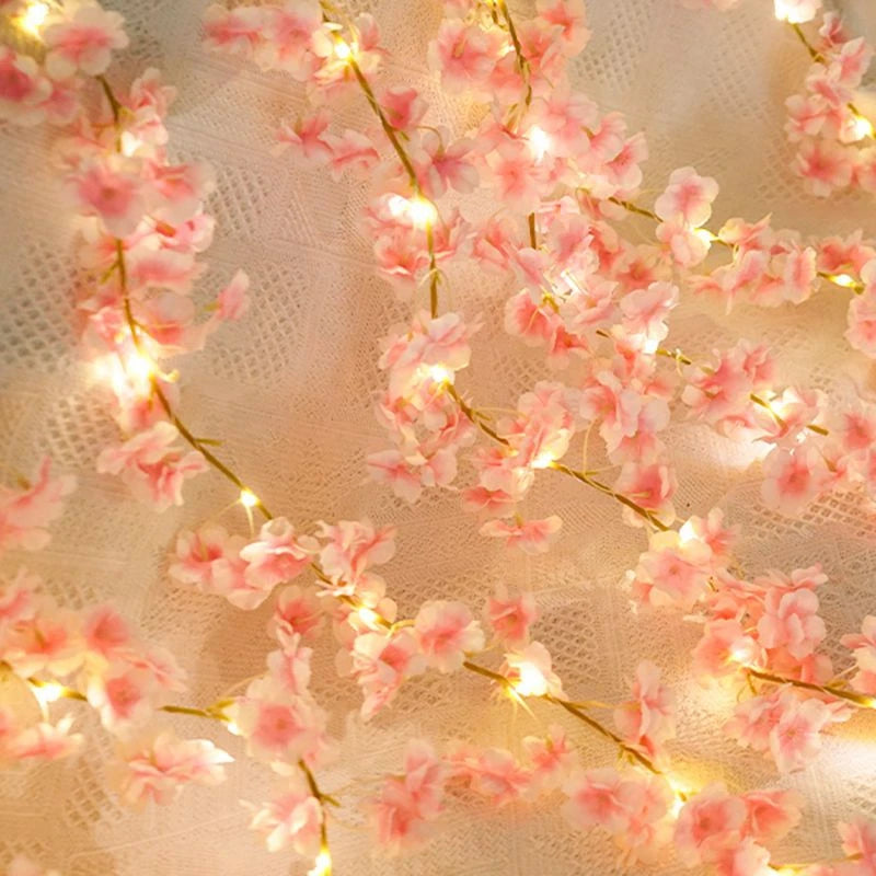 180CM Artificial Sakura Flowers Vine for Wedding Decoration Garden Arch Home Room Decor Party Bridal Fake Silk Outdoor Ornament